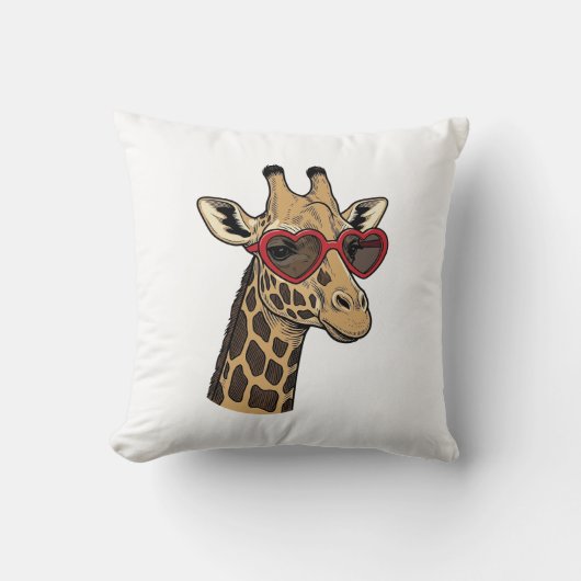 Retro gegraveerde giraffe hart zonnebril ontwerp_1 kussen (Voorkant)