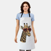 Retro gegraveerde giraffe hart zonnebril ontwerp_1 schort (Gedragen)