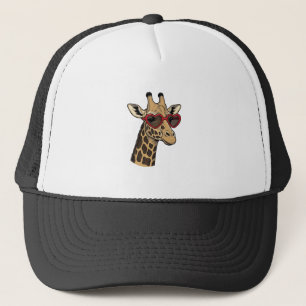 Retro gegraveerde giraffe hart zonnebril ontwerp_1 trucker pet