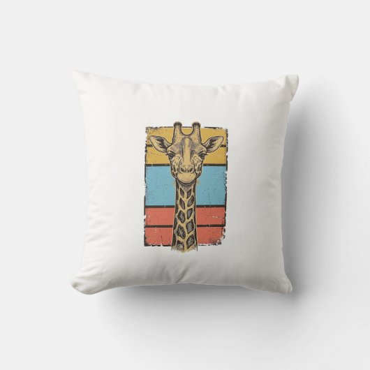 Retro gegraveerde giraffe strepen shirt ontwerp kussen (Voorkant)