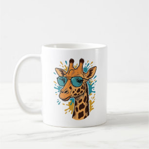 Retro gegraveerde koele giraffe zonnebril shirt on koffiemok