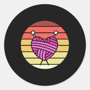 Retro gehaakte Nerd Grappig gehaakt garen liefhebb Ronde Sticker