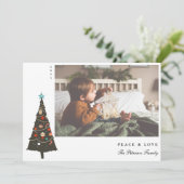 Retro geïllustreerd kerstboommodel Modern Feestdagenkaart (Staand voorkant)