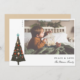 Retro geïllustreerd kerstboommodel Modern Feestdagenkaart