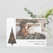 Retro geïllustreerd kerstboommodel Modern Feestdagenkaart (Staand voorkant)