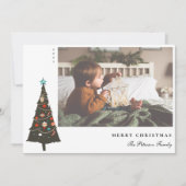 Retro geïllustreerd kerstboommodel Modern Feestdagenkaart (Voorkant)