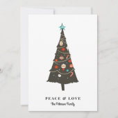 Retro geïllustreerd kerstboommodel Modern Feestdagenkaart (Voorkant)