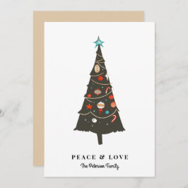 Retro geïllustreerd kerstboommodel Modern Feestdagenkaart