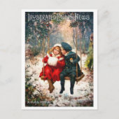  Retro Geïllustreerd Londen Nieuws Kerstmis Feestdagenkaart (Voorkant)