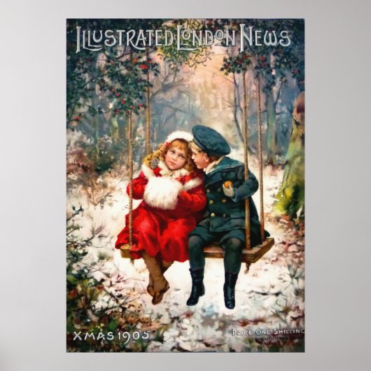  Retro Geïllustreerd Londen Nieuws Kerstmis Poster (Voorkant)