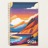 Retro geïllustreerde bergen 2024 planner (Voorkant)
