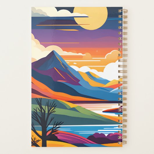 Retro geïllustreerde bergen 2024 planner (Achterkant)