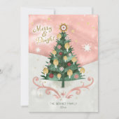 Retro geïllustreerde Boom Vrolijk & Helder Kerstmi Feestdagenkaart (Voorkant)