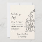 Retro geïllustreerde champagnetoren 30 jaar kaart (Voorkant)