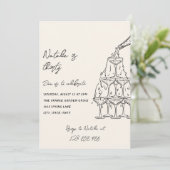 Retro geïllustreerde champagnetoren 30 jaar kaart (Staand voorkant)