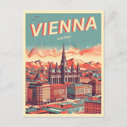 Retro geïllustreerde Wenen stad oostenrijk geschen Briefkaart (Voorkant)