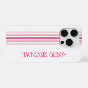 Retro-geïnitialiseerde minimalistische roze strepe iPhone 15 pro case