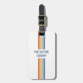 Retro-geïnitialiseerde minimalistische strepen bagagelabel