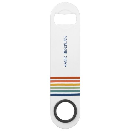 Retro-geïnitialiseerde minimalistische strepen speed flessenopener (Voorkant)