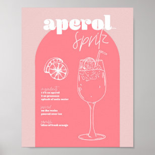  Retro geïnspireerd Aperol Spritz Roze Poster
