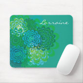 Retro Geïnspireerd blauw en Groene Mousepad Muismat (Met muis)