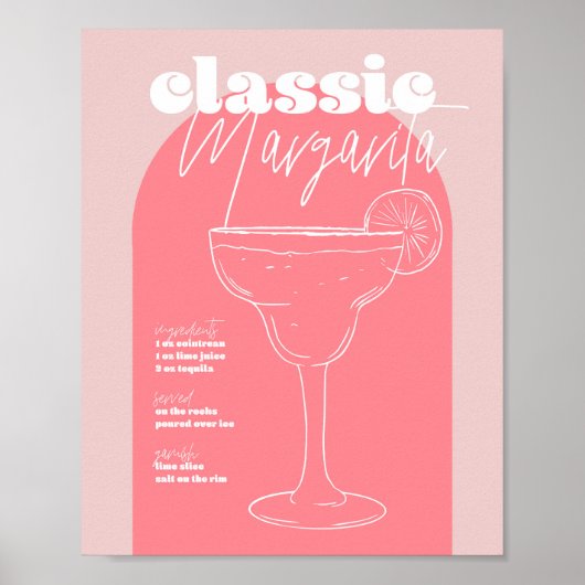 Retro geïnspireerd Classic Margarita Recipe Pi Poster (Voorkant)
