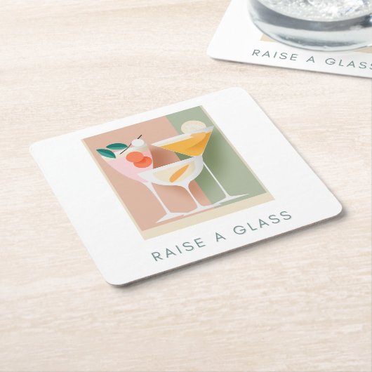 Retro-geïnspireerd cocktailonderzetter in zachte p kartonnen onderzetters (Schuin)