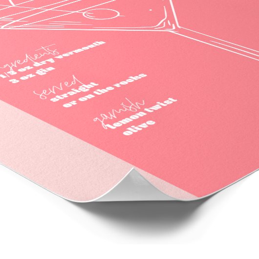  Retro geïnspireerd Dirty Martini Recipe Roze a Poster (Hoek)