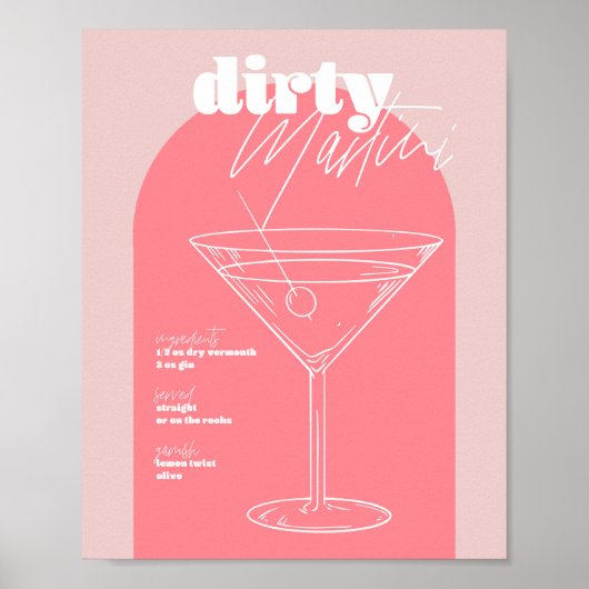  Retro geïnspireerd Dirty Martini Recipe Roze a Poster (Voorkant)