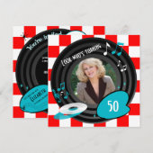 Retro Geïnspireerd Faux Vinyl Album Birthday Party Kaart (Voorkant / Achterkant)