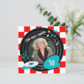 Retro Geïnspireerd Faux Vinyl Album Birthday Party Kaart (Staand voorkant)