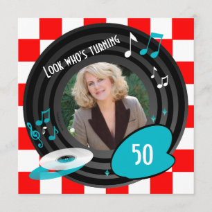 Retro Geïnspireerd Faux Vinyl Album Birthday Party Kaart