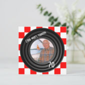 Retro Geïnspireerd Faux Vinyl Record Birthday Part Kaart (Staand voorkant)