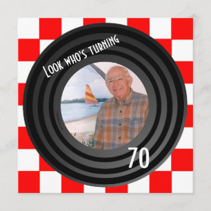 Retro Geïnspireerd Faux Vinyl Record Birthday Part Kaart