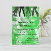 Retro geïnspireerd groene vrijgezellenfeest uitnod kaart (Staand voorkant)