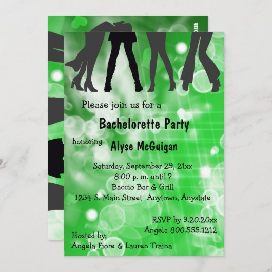 Retro geïnspireerd groene vrijgezellenfeest uitnod kaart (Voorkant / Achterkant)