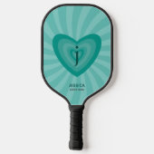 Retro geïnspireerd Groovy Cyan persoonlijk monogra Pickleball Paddle (Achterkant)