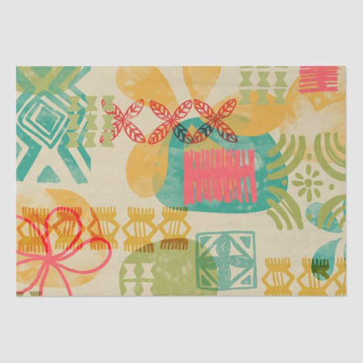 Retro Geïnspireerd Hawaïaans afdrukpatroon Tissuepapier (Voorkant)