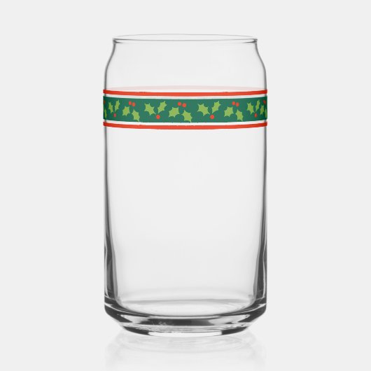 Retro geïnspireerd Holly Border feestelijke kerst Blikvorm Glas (Voorkant)