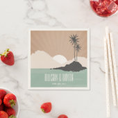 Retro Geïnspireerd Island Beach Wedding Napkins Servet (Insitu)