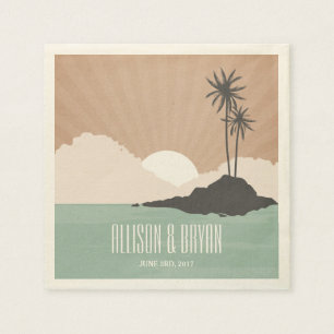 Retro Geïnspireerd Island Beach Wedding Napkins Servet