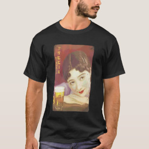 Retro-geïnspireerd Japans ontwerp Een koud glas bi T-shirt