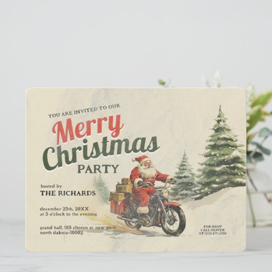 Retro geïnspireerd Merry Christmas Party Kaarten (Staand voorkant)