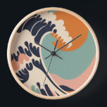 Retro geïnspireerd op de Grote Golf van Kanagawa k<br><div class="desc">Zowel retro als moderne designelementen worden gebruikt om een unieke en opvallende The Great Wave off Kanagawa-klok te creëer. Minimalistisch,  eenvoudig en elegant.</div>