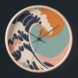 Retro geïnspireerd op de Grote Golf van Kanagawa k<br><div class="desc">Zowel retro als moderne designelementen worden gebruikt om een unieke en opvallende The Great Wave off Kanagawa-klok te creëer. Minimalistisch,  eenvoudig en elegant.</div>