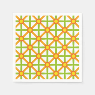 Retro geïnspireerd oranje groen & geel patroon servet
