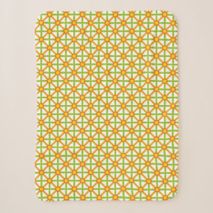 Retro geïnspireerd oranje groen & geel patroon sherpa deken
