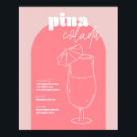 Retro geïnspireerd Pina Colada recept roze en Poster<br><div class="desc">Retro geïnspireerd Pina Colada Ontvang roze en donkerroze</div>