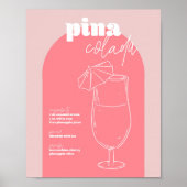  Retro geïnspireerd Pina Colada recept roze en Poster (Voorkant)