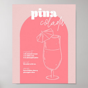 Retro geïnspireerd Pina Colada recept roze en Poster